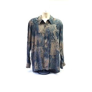 Georg Roth Germany Long Sleeve Men's XL Funky Shirt Hippie Dapper Abstract Blue